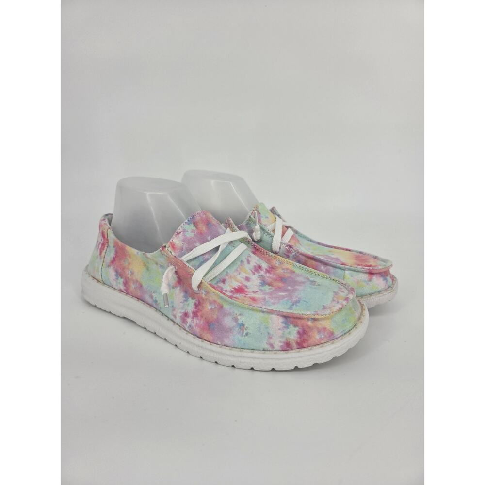 Gypsy Jazz Joan Pink Blue Green Tie Dye Slip On Boat Sneaker NEW Women's 10